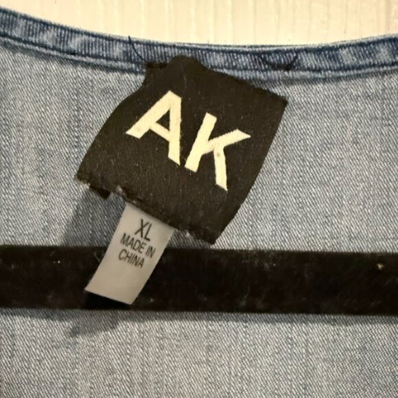 AK Denim Sleeveless Dress XL Zip Front Chambray Shift Dress - Picture 3 of 4